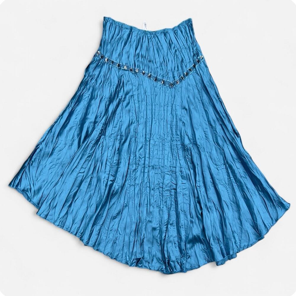 Dolled Up by Fang Vintage Y2K Satin Fairycore Sequin Asymmetrical Midi Skirt